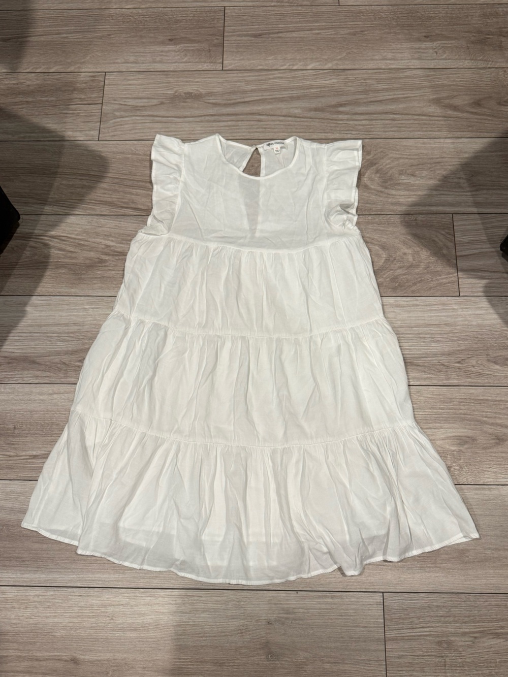 White Tiered Mini Dress with Ruffle Details